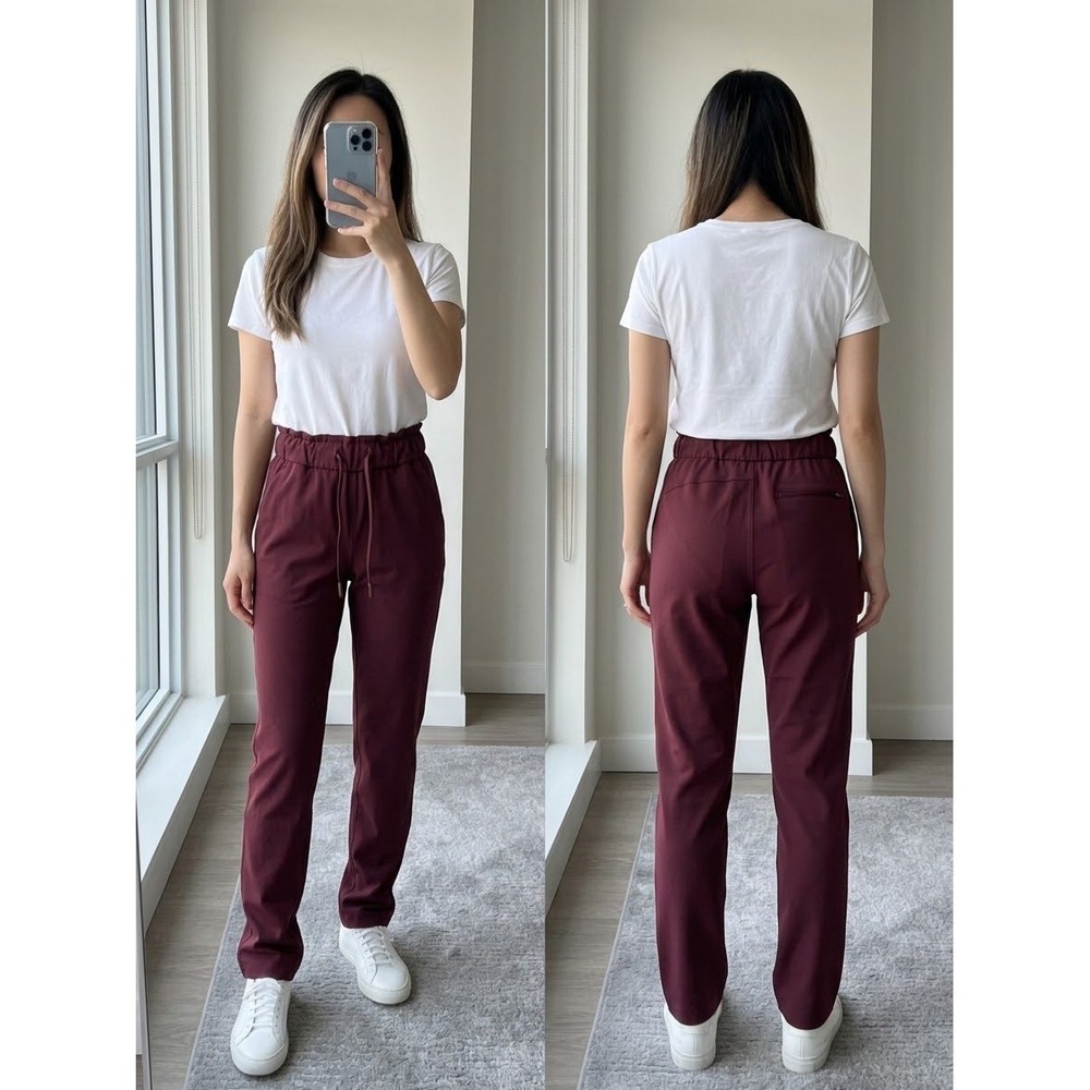 Lululemon Keep Moving High-Rise Pant Burgundy Size XS Drawstring Trousers